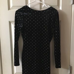 NWT H&M black long sleeve bodycon bedazzle dress